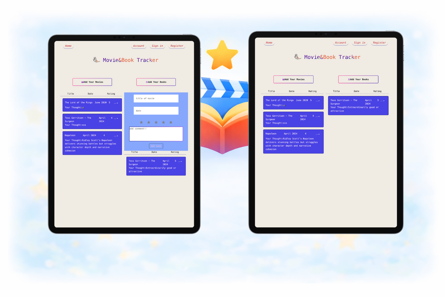 Movies & Book Tracker - Home
